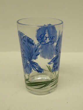 Boscul Vintage Peanut Butter 3 3/4 Inch BLUE IRIS Juice Glass - HTF